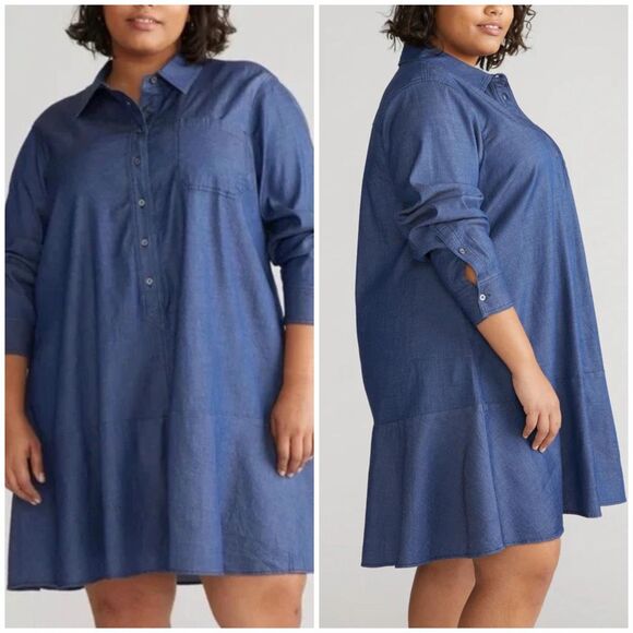 Universal Standard Perfect Tencel Chambray Drop Waist Shirtdress Size S - Picture 1 of 8